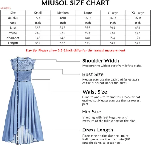Vista 6 de Miusol Vestido largo formal de dama de honor estilo retro de encaje para mujer