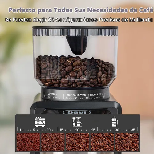 Vista 4 de Gevi Burr Grinder, 35 Settings Espresso Drip French Press,Anti-Static Black