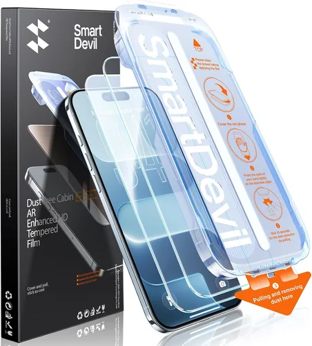 Vista 10 de SMARTDEVIL - Paquete de 2 protectores de pantalla para iPhone 16 Pro, antiluz azul Eye Protection & Reduce Eye Strain, 9H Tempered Glass with Auto