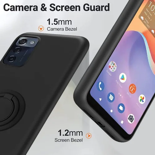 Vista 2 de Para Consumidor Celular ZMAX 5G Z7540 Caja Del Teléfono Con Protector De Pantalla De Vidrio, Soporte De Anillo Giratorio De 360 ° Soporte Magnético