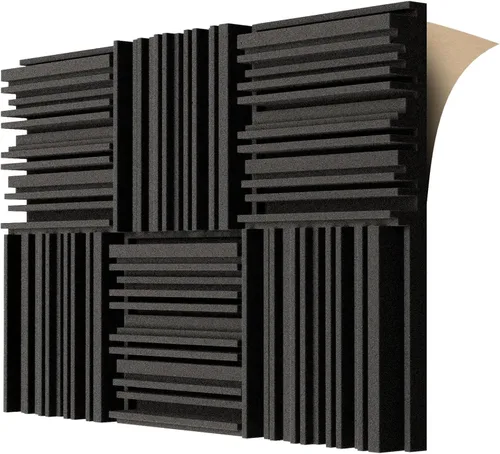 Vista 7 de TroyStudio Paneles de Espuma Acústica Autoadhesivos, 12 X 12 X 2 Pulgadas, 6 Piezas Espuma Absorbente de Sonido de Banda Ancha, Baldosas de Relleno