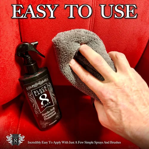 Vista 4 de Pinnacle Black Label Suede-Soft Alcántara Protector Protección avanzada contra derrames y manchas para microgamuza y alcántara Acabado