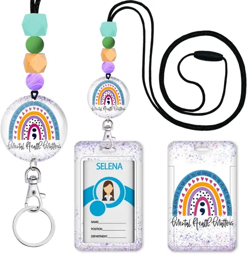 Vista 17 de Cordones para Profesores de Concienciación sobre el Autismo para Tarjetas de Identificación y Llaves, Lindo Cordón de Silicona con Cuentas Separable