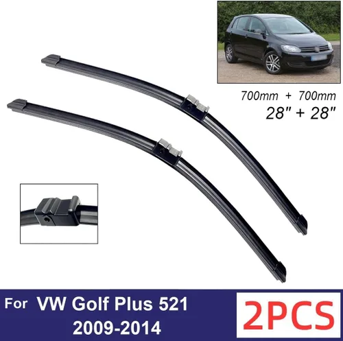 Vista 2 de Limpiaparabrisas delantero compatible con VW Golf Plus 521 2009-2014, limpiaparabrisas delantero de goma suave, parabrisas automático de 28 2 PIEZAS