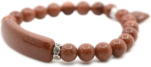 Vista 2 de Justinstones - Brazalete unisex con cuentas de gemas semipreciosas con dije de corazón, elástico