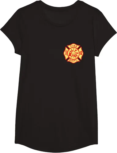 Vista 3 de Camiseta con logotipo de bomberos con símbolo de bombero, Negro