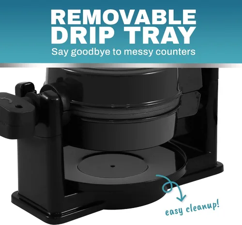 Vista 2 de Elite Gourmet EWM460 Máquina para Hacer Gofres Belgas Giratoria con Volteo Antiadherente, Gofres de 1.25 Pulgadas de Grosor, Hash Browns, Keto, Negro
