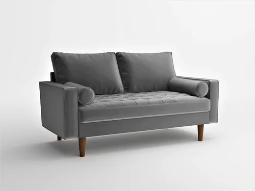Vista 63 de Container Furniture - Sofá de piel sintética para la sala de estar moderna con cojines extraíbles y patas de madera maciza, sofá estilo lujoso
