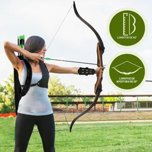 Vista 3 de Samick Sage Takedown - Juego de Arco Recurvo y Flecha - Juego Completo de Tiro con Arco Largo Listo para Usar de 62 Pulgadas - Incluye 6 Flechas
