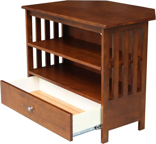 Vista 6 de Mueble esquinero Mission de madera maciza/soporte para TV, color espresso