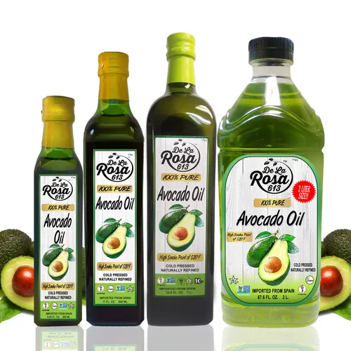 Vista 9 de De La Rosa Aceite de aguacate 100% puro, Kosher para Pascua, vegano, sin OMG y sin gluten, ideal para cocinar con alto punto de humo, primer aceite