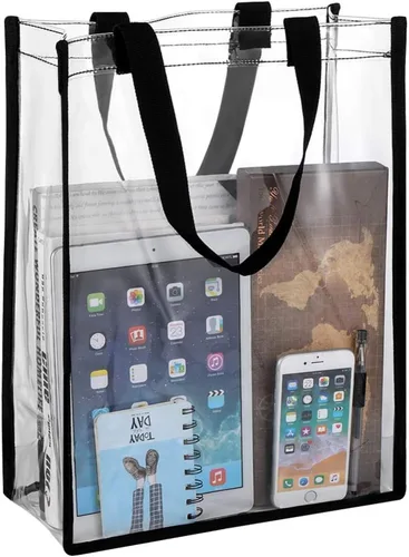 Vista 8 de TENDYCOCO Mochilas transparentes resistentes con correa reforzada, bolsa transparente aprobada para estadios, mochila transparente para estadios