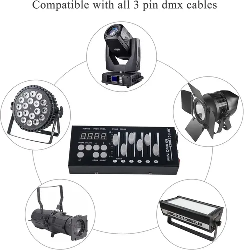 Vista 3 de Controlador DMX 54 Canales Mini DMX 512 para DJ, Escenario y Luces LED