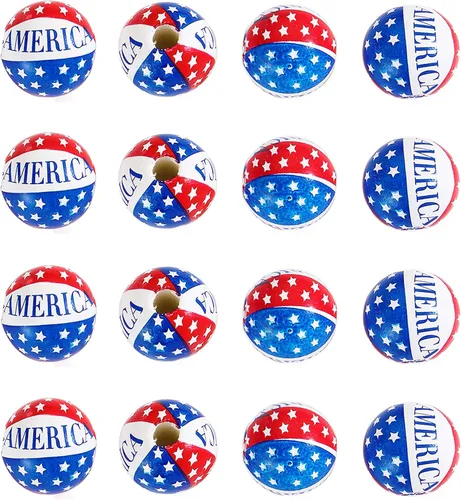Vista 15 de Firstmeet Cuentas redondas pintadas de madera de 0.591 in, 60 unidades, cuentas sueltas en forma de baloncesto para hacer joyas, cabello