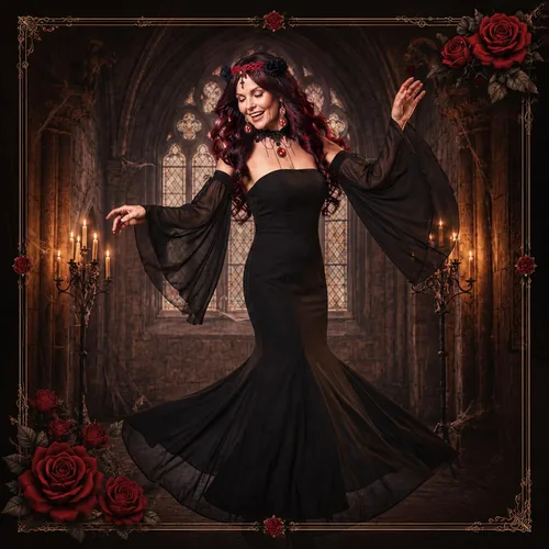 Vista 6 de Newcotte 11 piezas de disfraz de vampiro de Halloween rojo negro peluca