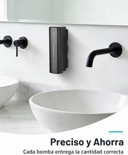 Vista 8 de AIKE EasyPush - Dispensador de jabón líquido para montaje en pared, 11.8 Negro