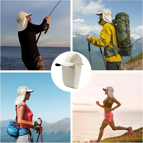 Vista 6 de Sombrero de sol para hombre con malla transpirable sombreros de sol para hombres sombrero de pesca Beige