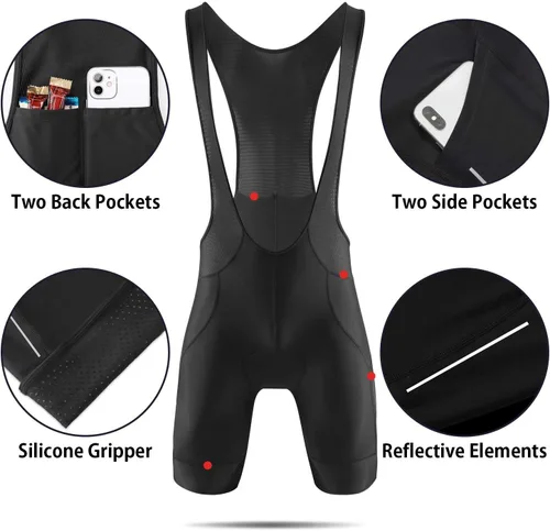 Vista 2 de baleaf Pantalones cortos de ciclismo para hombre, acolchado 4D, ciclismo de carretera, pantalones cortos de bicicleta, bolsillos de gel UPF50+