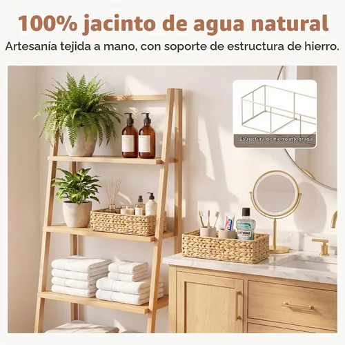 Vista 5 de StorageWorks - Cesta para tanque de inodoro para baño, cestas de almacenamiento de jacinto de agua para la parte superior del tanque de inodoro
