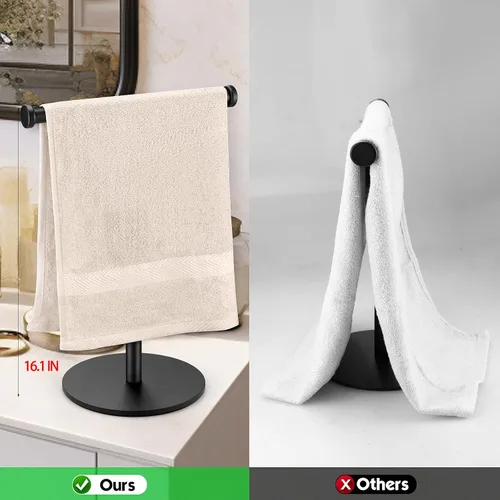 Vista 2 de Toallero de mano, toallero de baño negro mate, soporte para toallas de encimera, soporte de toalla en forma de T para baño y cocina, tamaño 11