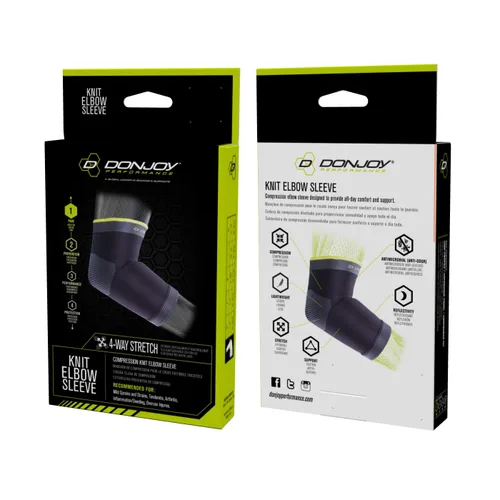 Vista 2 de DonJoy Performance Manga de compresión de codo de punto para soporte de codo suave, ideal para distensiones de codo, esguinces, tendinitis - S