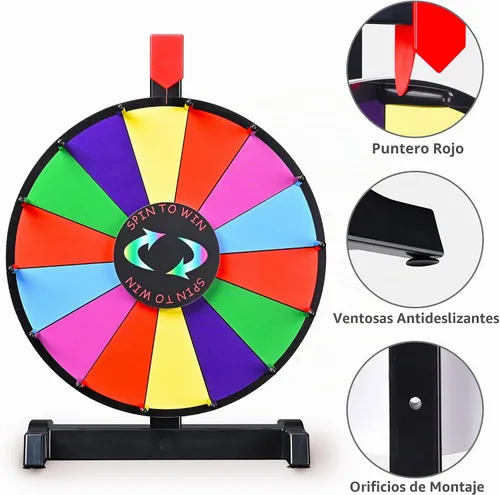 Vista 3 de WinSpin Rueda de premio de 12" que sobremesa 14 ranuras resistente editable