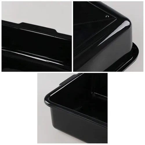 Vista 2 de Jekiyo Paquete de 4 cajas de bañera de autobús comercial, bandeja de autobús de plástico de 8 litros, lavabo negro