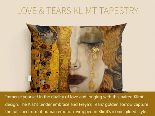 Vista 2 de Gustav Klimt Boudoir - Funda de almohada rectangular con cremallera en un lado impreso de 12 x 16 pulgadas
