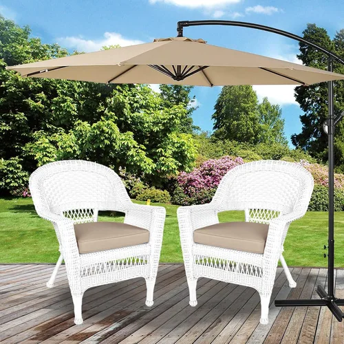 Vista 8 de Jeco Silla de mimbre con cojín bronceado, juego de 2, blanco/W00206