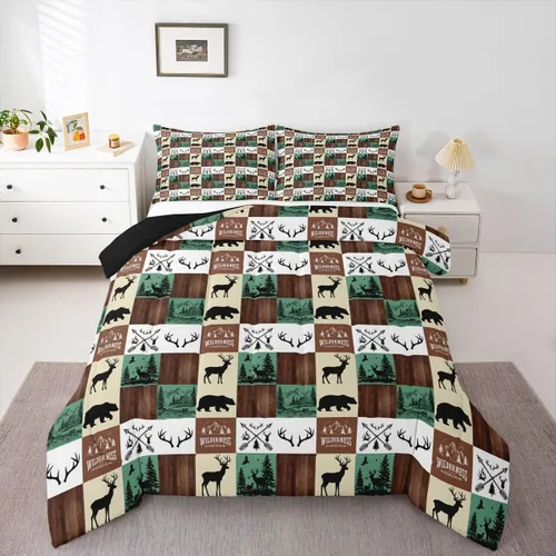 Vista 23 de Erosebridal Juego de edredón con temática de pesca, juego de ropa de cama rústica de granja tamaño individual para niños, adolescentes y adultos