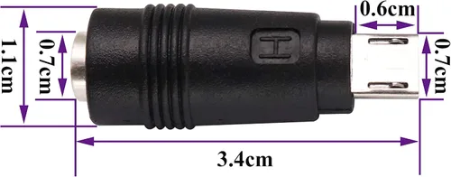 Vista 2 de Adaptador de corriente micro CC de 0.217 x 0.083 in a micro USB 5 V CC fuente de alimentación de cables de carga conector para teléfono celular