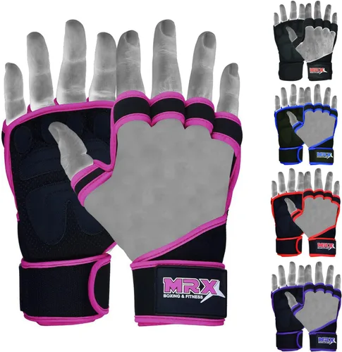 Vista 7 de MRX BOXING & FITNESS Guantes de entrenamiento para hombres y mujeres, guantes de levantamiento de pesas ventilados con muñequeras, protección