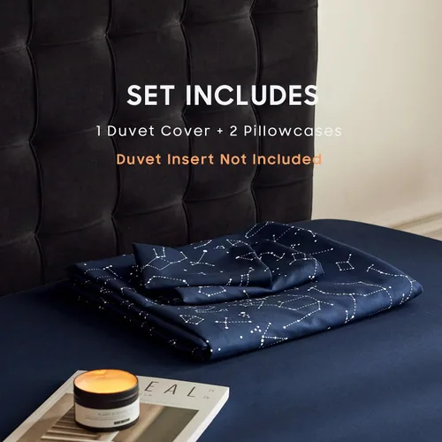 Vista 4 de Wake In Cloud - Juego de funda de edredón de constelación, astrología espacial de galaxia celestial para adolescentes, niños y niñas, ropa de cama