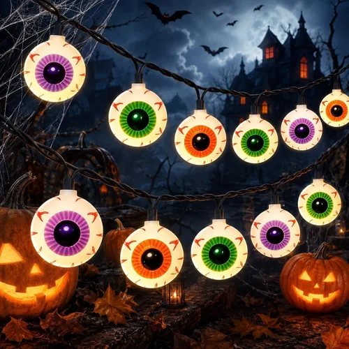 Vista 9 de Abeja Luces de ventana de Halloween, paquete de 4 unidades, calabaza