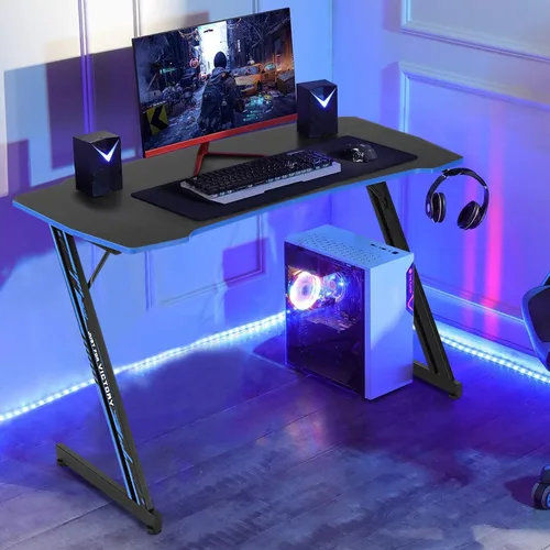 Vista 12 de Escritorio para juegos de 35 pulgadas en forma de Z, moderno y ergonómico para computadora, mesa de computadora para computadora en casa, oficina