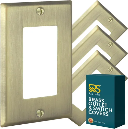 Vista 88 de Rio Salto BRASS Signature Collection MIDSIZE - Placa de pared de metal dorado para interruptor de luz o cubierta de tomacorriente, placa de pared