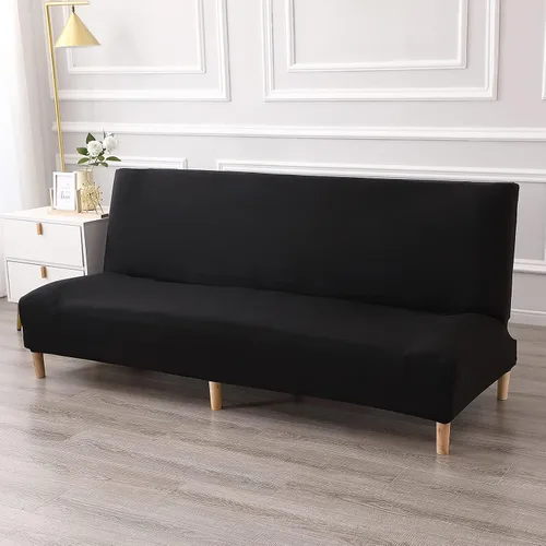 Vista 2 de WOMACO Funda Elástica para Futón Fundas para Sofá Cama Tamaño Full Twin Queen Negro Sin Brazos Protector de Sofá Loveseat con Fondo Elástico