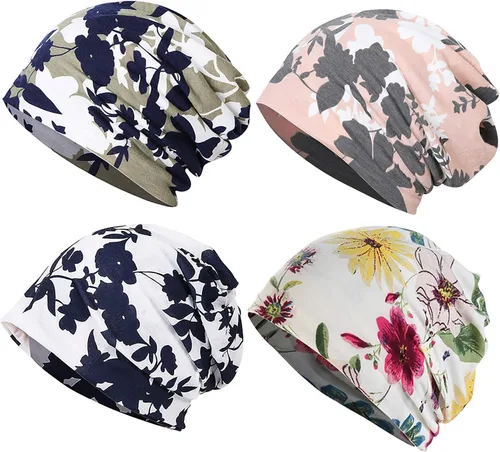 Vista 16 de JarseHera Gorro holgado de mujer con encaje de algodón, gorros para quimioterapia, gorros para el cáncer, turbante