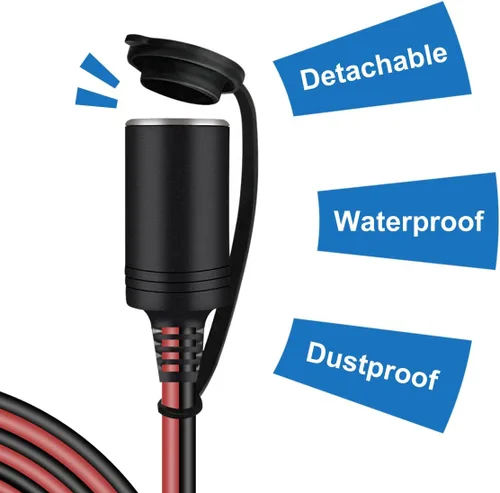 Vista 6 de Cable de extensión para encendedor de cigarrillos, 16 AWG, 12 pies, máx.150 W, 13 A, cable de extensión de automóvil de 12/24 voltios