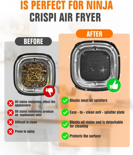 Vista 5 de 2 Piezas Salvamanteles de Silicona para Freidora de Aire y Protector contra Salpicaduras para Ninja Crispi, Alfombrilla Resistente al Calor