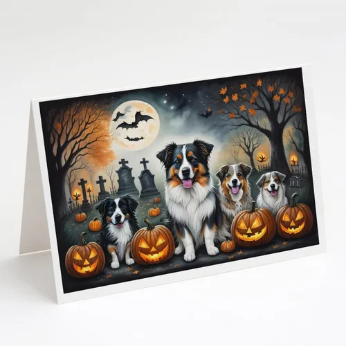 Vista 57 de Caroline's Treasures DAC2042GCA7P Golden Retriever - Tarjetas de felicitación y sobres de Halloween espeluznantes, paquete de 8 tarjetas en blanco
