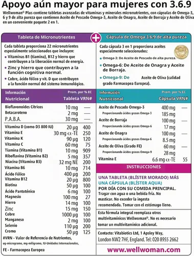 Vista 4 de Vitabiotics Wellwoman Plus Tabletas 56 Cápsulas