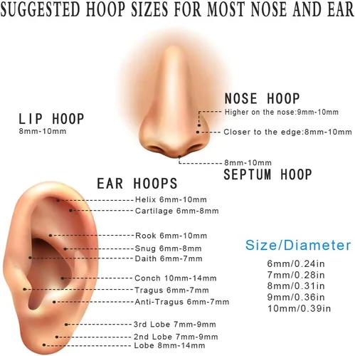 Vista 4 de Aretes de aro pequeños sleeper unisex chapados en oro real de 18K de acero quirúrgico, anillo para la nariz, anillo de septum, anillo de hélice