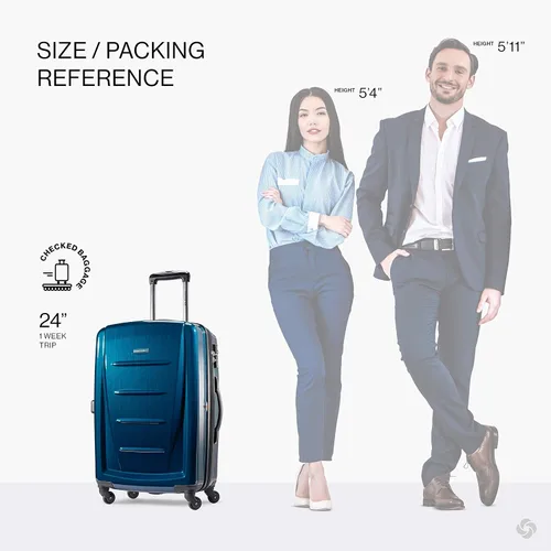 Vista 249 de Samsonite Winfield 2 Equipaje rígido con ruedas giratorias, Azul profundo, Juego de 3 piezas (20/24/28)