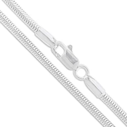 Vista 20 de Plata de ley 0.079 in (2 mm), 0.098 in (2.5 mm), 0.118 in (3 mm), 0.157 in (4 mm), 0.197 in (5 mm), cadena de serpiente redonda, collar de cadena