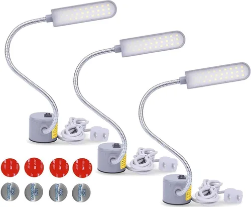 Vista 9 de Luz para Máquina de Coser, Lámpara de Trabajo Magnética LED, 30 LED, 6W, Multifuncional, Cuello de Ganso Flexible, Lámpara de Costura con Base