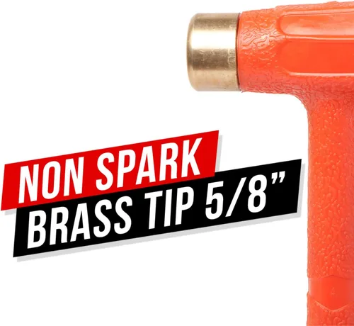 Vista 5 de Tuffman Tools, Dead Blow Hammer 1.5lb (24oz) – Martillo de latón moldeado de Unibody, resistente al rebote y a las chispas con punta de latón