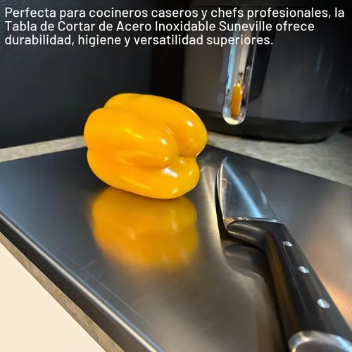 Vista 9 de Tabla de cortar de acero inoxidable para cocina, grado alimenticio 304, adecuada para carne, frutas, verduras y pan, tablas de cortar de gran