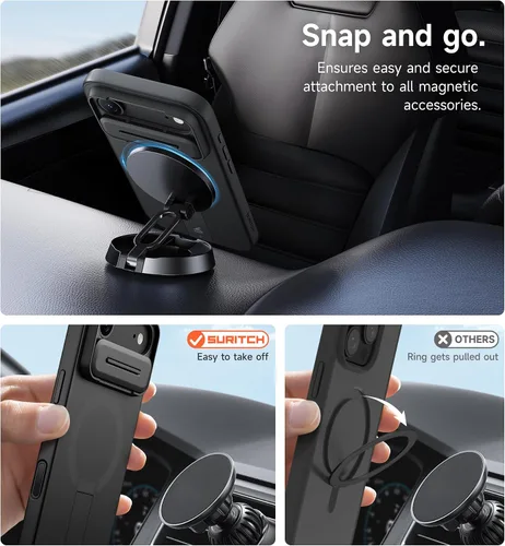 Vista 7 de SURITCH Funda para iPhone Air con cubierta de control de cámara, funda deslizante para cámara y soporte ajustable, compatible con MagSafe, a prueba