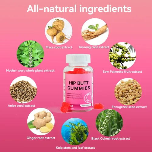 Vista 5 de Laicuherb BBL - Gomitas para mujer Curves-Berry Flaovr Booty Gummies con vitamina A, C, B6, 60 unidades de mezcla de hierbas en forma de oso
